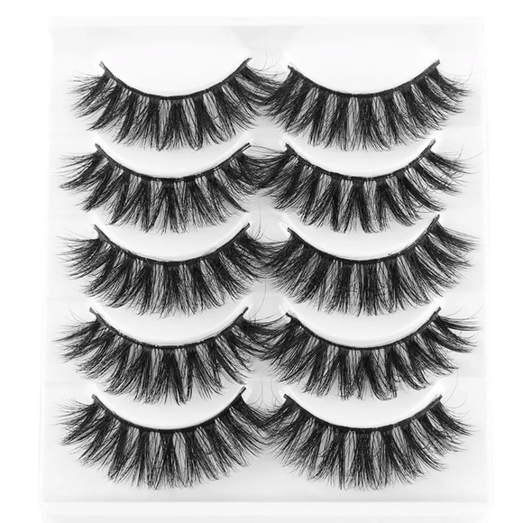 NEW! 5 PAIR HANDMADE MINK THICK WISPY FALSE LASHES - Picture 1 of 6